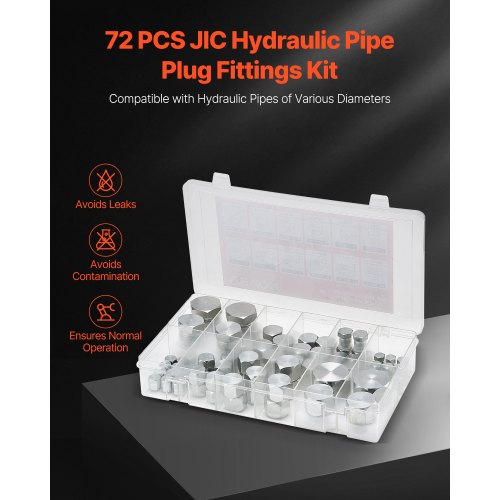 72-PIECE Hydraulic Couplings 37° JIC Hydraulic Hose Cap and Plug Set
