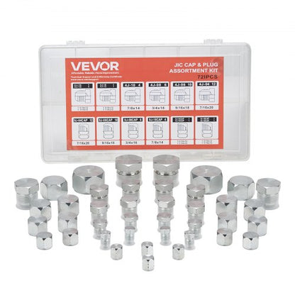 72-PIECE Hydraulic Couplings 37° JIC Hydraulic Hose Cap and Plug Set