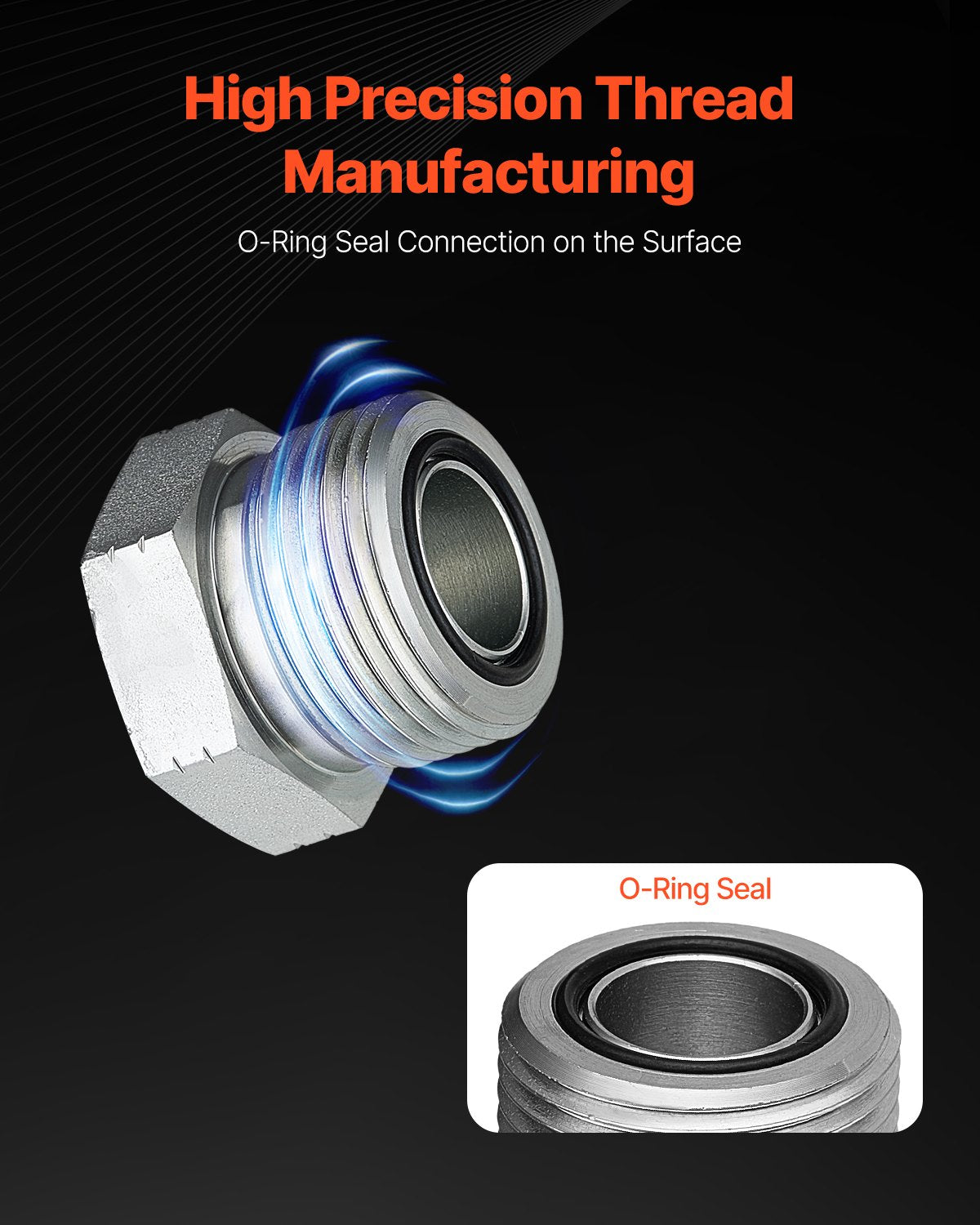 72 PCS ORFS Hydraulic Fittings, O Ring Face Seal Fitting Kit, Hydraulic Hose Tube and Pipe Fittings, Cap and Plug Set for Hydraulics, O Ring Assortment Kit Precision Thread, Sizes 4 6 8 10 12 16