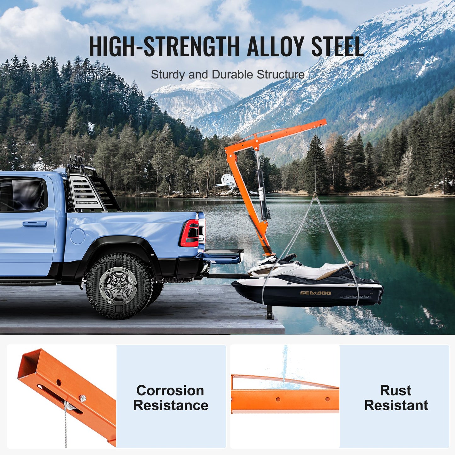 Hydraulisk pickup, kran lyftkran 500 lbs 360° svängbar hisslyft