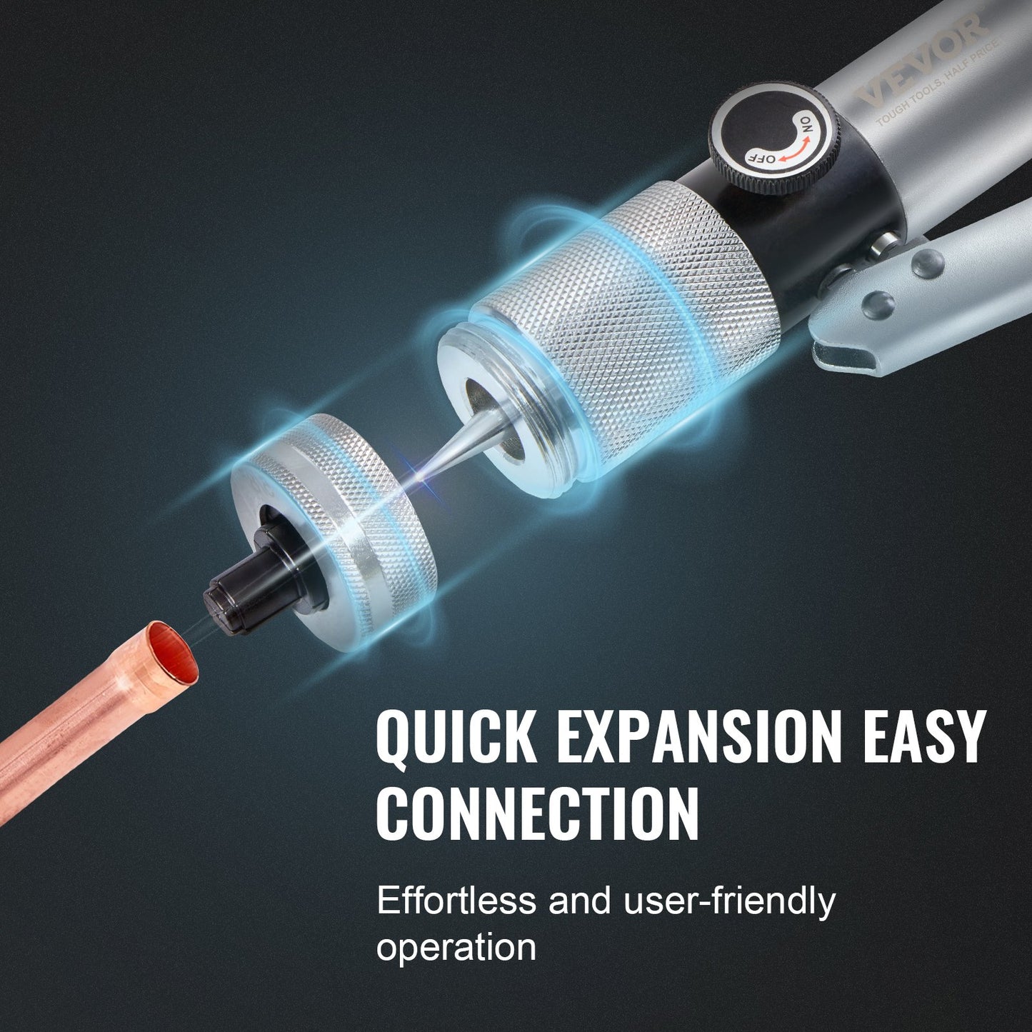 Hydraulic Tube Expander, 3/8" to 1-1/8" OD, HAVC Hydraulic Swaging Tool with 7 Pipe Expander Heads, Deburring Tool, Pipe Cutter for Copper Aluminum Brass Soft Steel Pipes