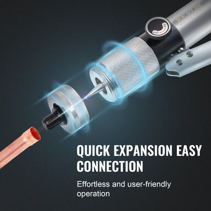 Hydraulischer Rohraufweiter, 3/8" bis 1-1/8" Außendurchmesser, HAVC-Hydraulikpresswerkzeug mit 7 Rohraufweiterköpfen, Entgratwerkzeug, Rohrschneider für Kupfer-, Aluminium-, Messing- und Weichstahlrohre