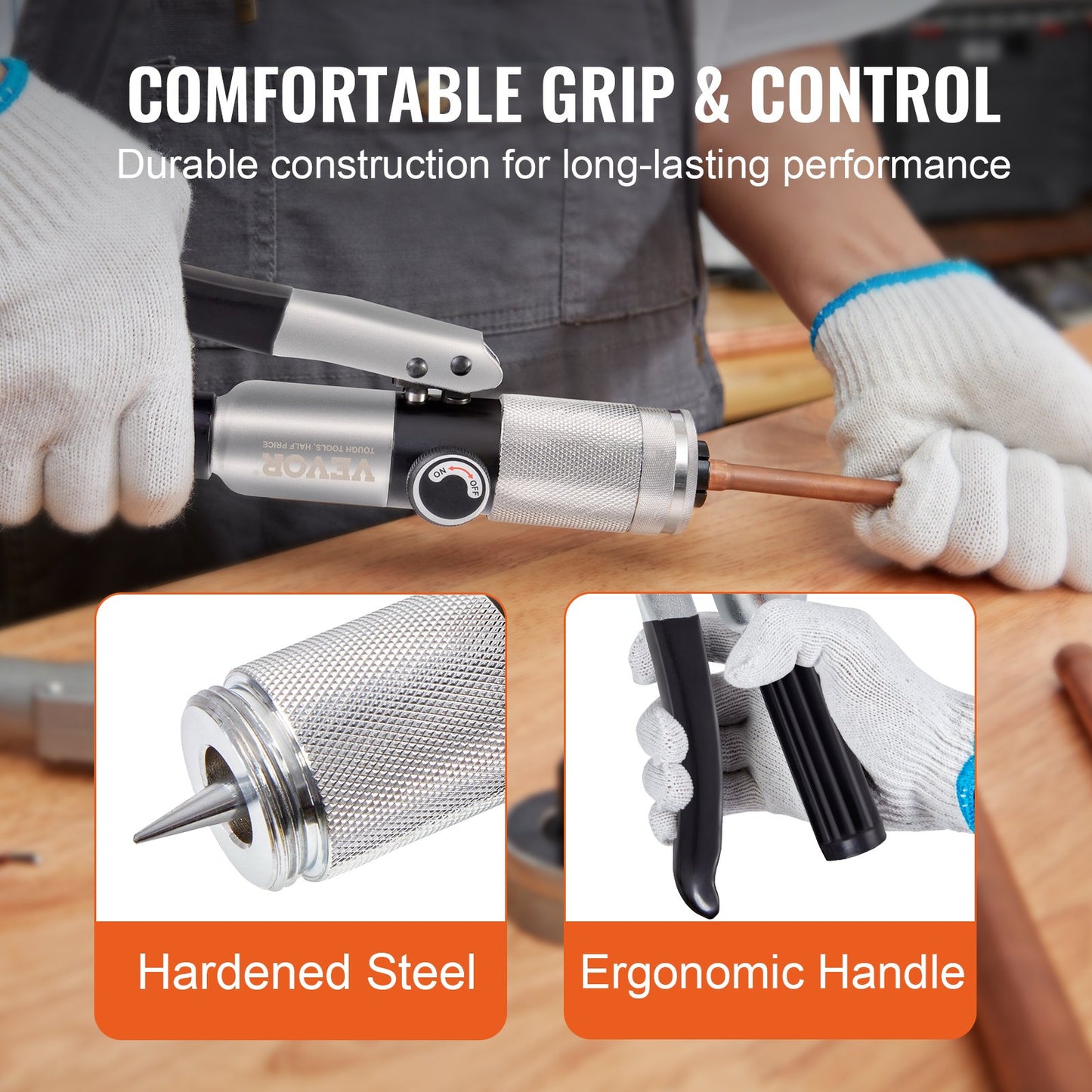 Hydraulischer Rohraufweiter, 3/8" bis 1-1/8" Außendurchmesser, HAVC-Hydraulikpresswerkzeug mit 7 Rohraufweiterköpfen, Entgratwerkzeug, Rohrschneider für Kupfer-, Aluminium-, Messing- und Weichstahlrohre