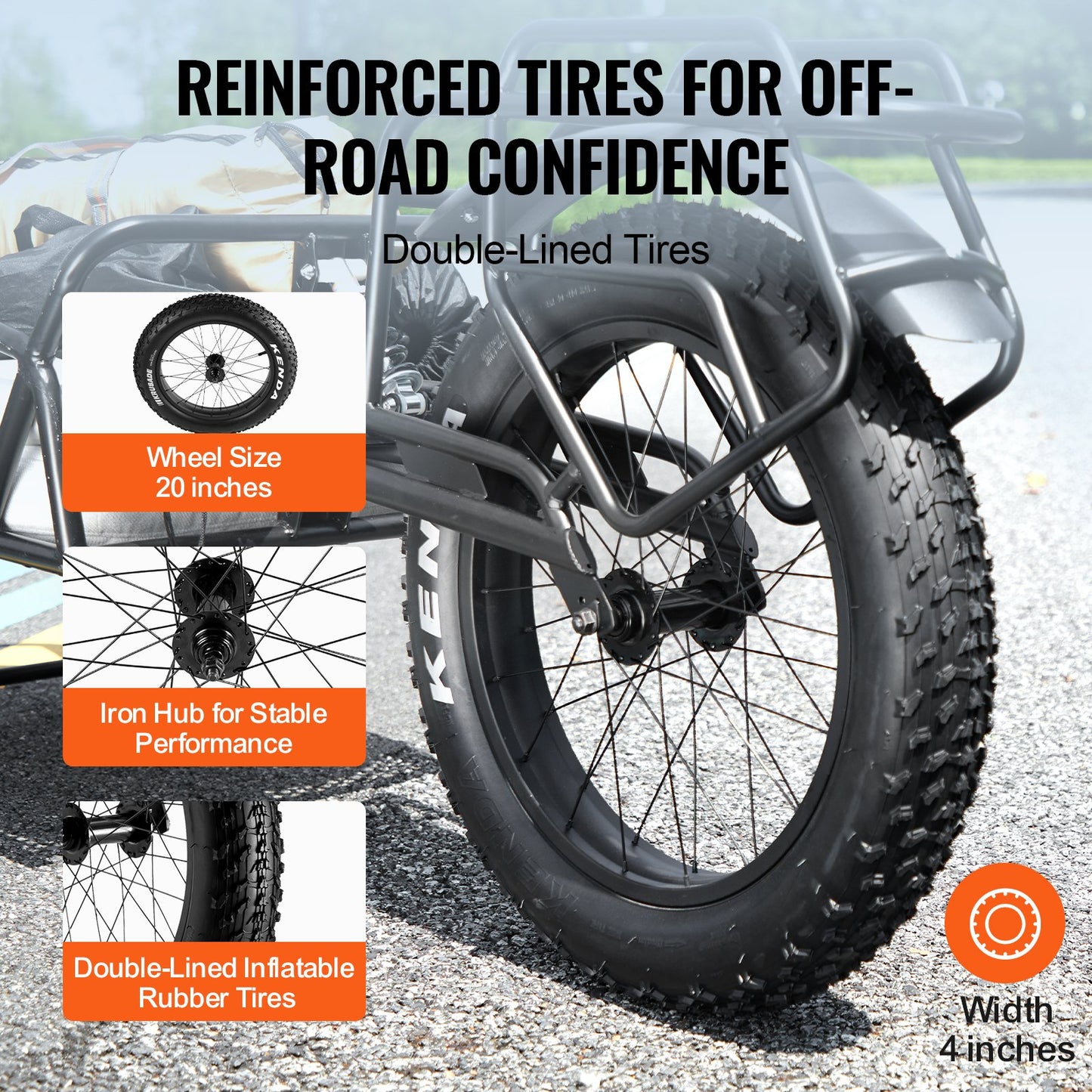 Bike Cargo Trailer, 70 lbs lastkapacitet, tung cykelvagn, kompakt förvaring och snabbkopplingskonstruktion med universalkoppling, 20" hjul, passar de flesta cykelhjul, ram i kolstål