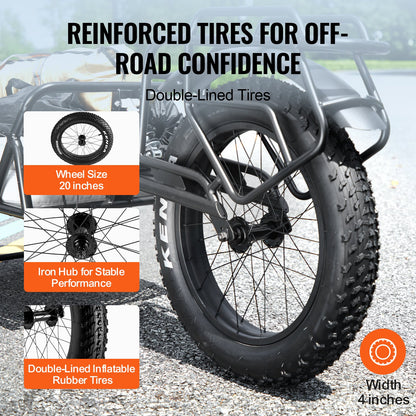 Bike Cargo Trailer, 70 lbs lastkapacitet, tung cykelvagn, kompakt förvaring och snabbkopplingskonstruktion med universalkoppling, 20" hjul, passar de flesta cykelhjul, ram i kolstål