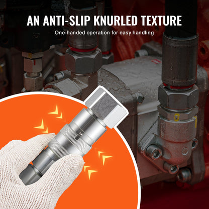 1/2" Flachkupplungen für Hydraulik, 3/4 SAE-Kupplungen für Kompaktlader, 2 Staubkappen