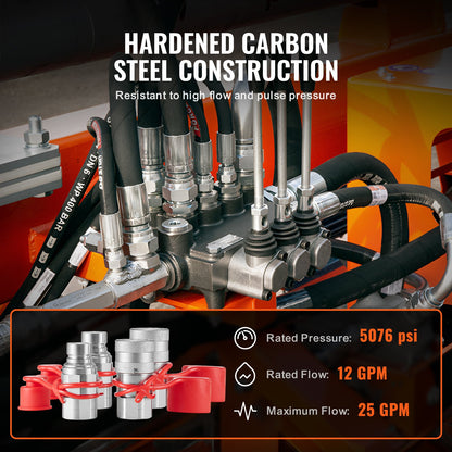 1/2" Flachkupplungen für Hydraulik 1/2" NPT-Kupplungen für Kompaktlader 4 Staubschutzkappen