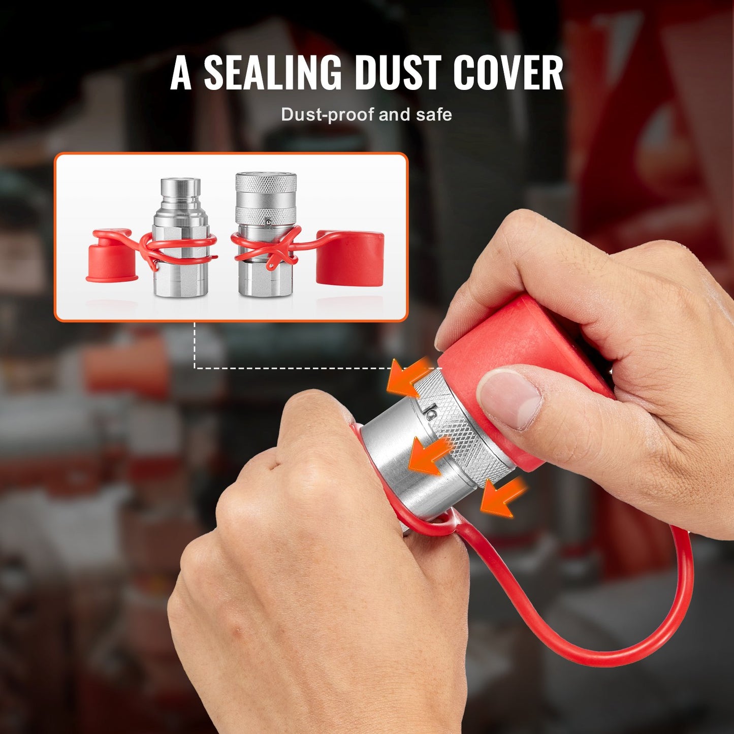 1/2" Flachkupplungen für Hydraulik 1/2" NPT-Kupplungen für Kompaktlader 4 Staubschutzkappen