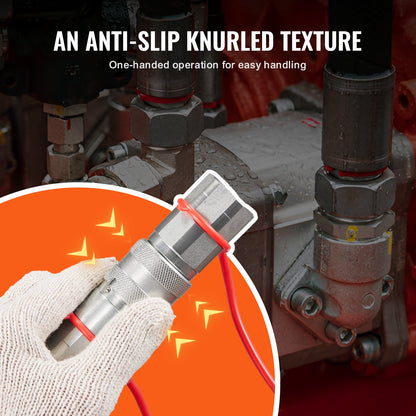 1/2" Flachkupplungen für Hydraulik 1/2" NPT-Kupplungen für Kompaktlader 4 Staubschutzkappen