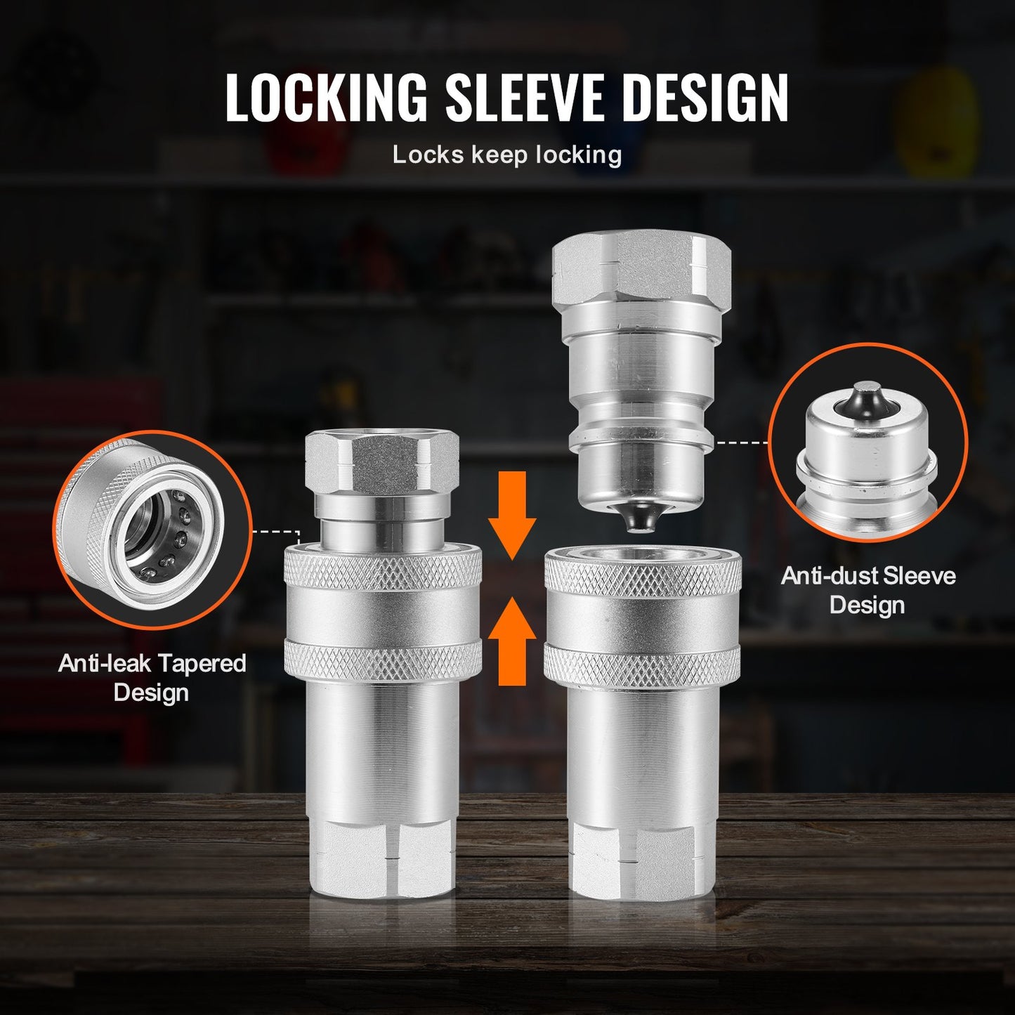 1/2" konische Hydraulikkupplungen 1/2" NPT Kompaktladerkupplungen 4 Staubkappen