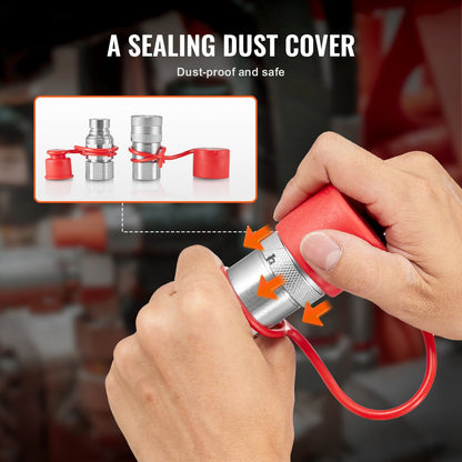 1/2" Flachkupplungen für Hydraulik 1/2" NPT Kupplungen für Kompaktlader 2 Staubkappen