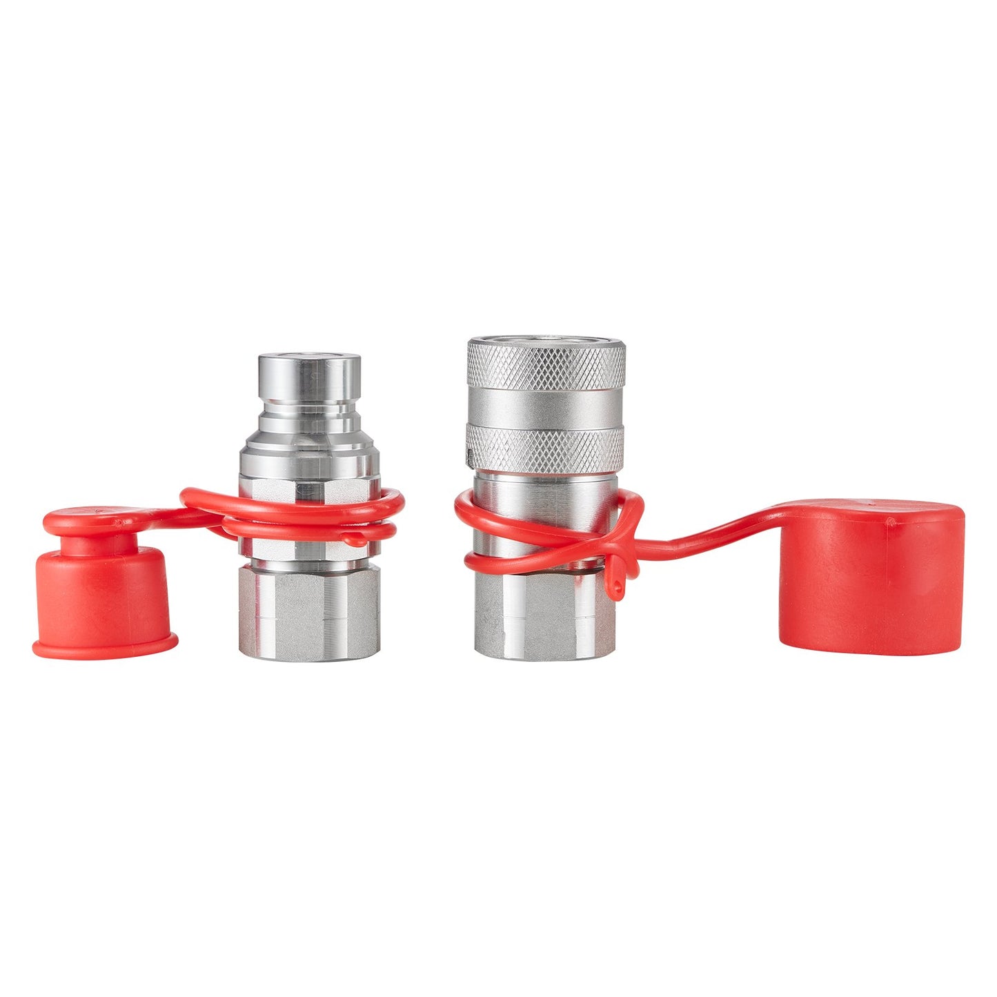 1/2" Flachkupplungen für Hydraulik 1/2" NPT Kupplungen für Kompaktlader 2 Staubkappen