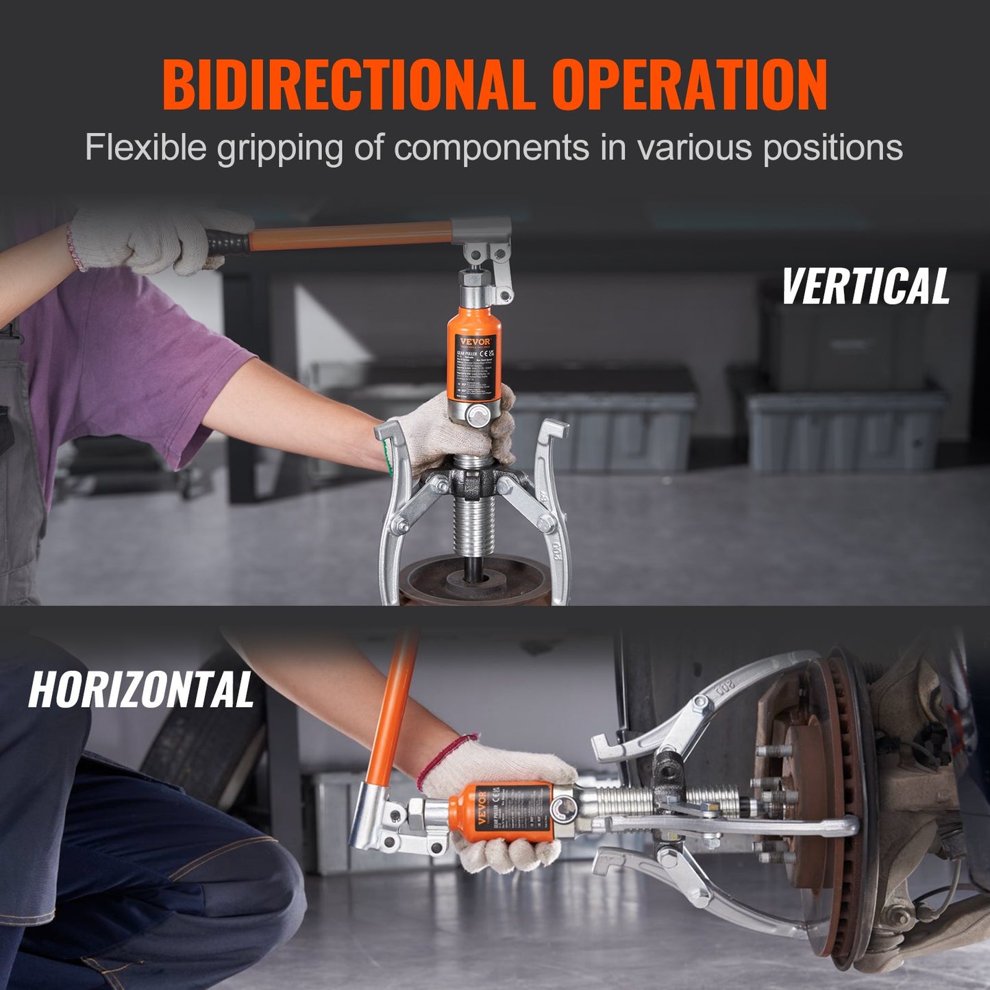 Hydraulic Gear Puller, 5 Ton Max Capacity Wheel Bearing Pulling Separator, 2 or 3 Jaws Puller, Vertically and Horizontally, 8" Jaw Hydraulic Puller with Case for Pulling Hubs
