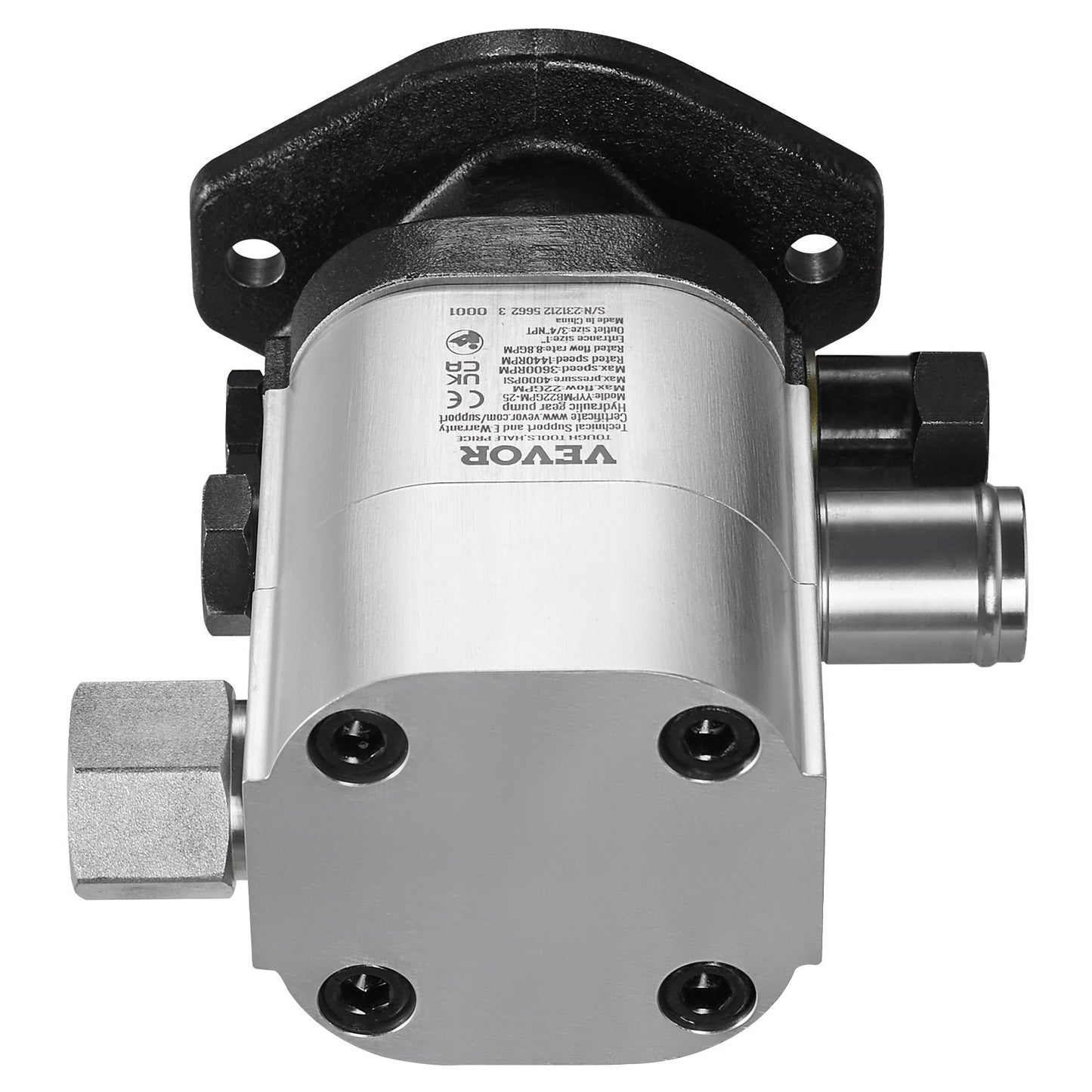 Hydraulic Log Splitter Pump, 22GPM, 2 Stage 4000PSI Wood Log Splitter Pump, 1-1/4'' Inlet 3/4'' NPT Outlet 3600 RPM Aluminum Hydraulic Gear Pump, for Small Engine Mounting Log Splitters Snowplow