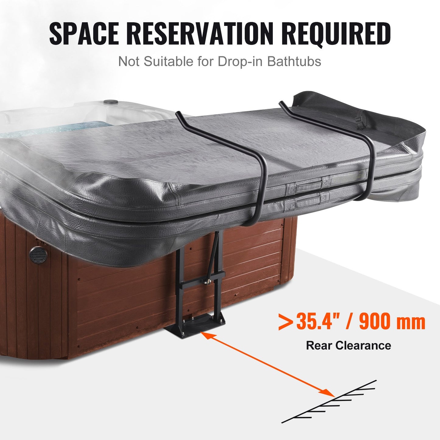 Hot Tub Cover Lift, Spa Cover Lift, Hydraulisk, Höjd 33,1" - 41,3" Bredd 53,1" - 92,5" Justerbar, installerad under på ena sidan, Lämplig för olika storlekar av badtunnor, Spa