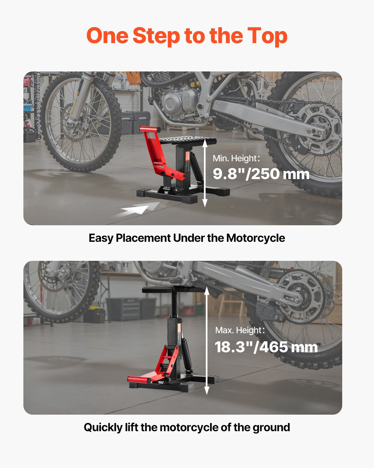 Dirt Bike Lift Stand, Motorcycle Jack Lift Stand 1200lbs Capacity and Hydraulic Lift Operation, Hoist Table Adjustable Height 9.8"-18.3" for Dirtbike Repair, Maintenance, Dirt Bike Accessories