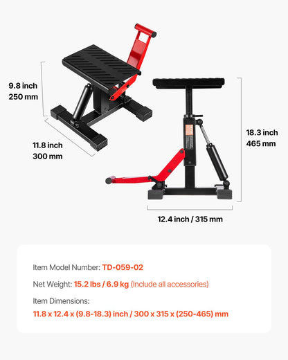 Dirt Bike Lift Stand, Motorcycle Jack Lift Stand 1200lbs Capacity and Hydraulic Lift Operation, Hoist Table Adjustable Height 9.8"-18.3" for Dirtbike Repair, Maintenance, Dirt Bike Accessories