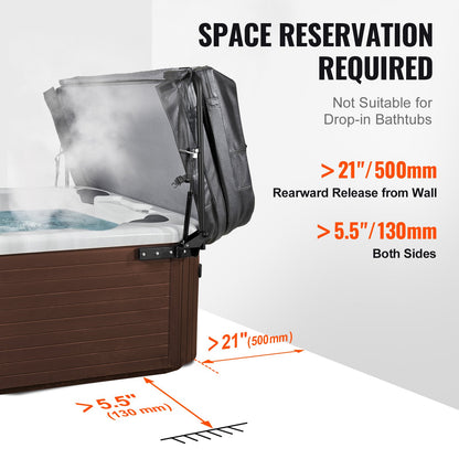 Hot Tub Cover Lift, Spa Cover Lift, Hydraulisk, Bredd 69" - 96,5" Justerbar, installerad på båda sidor upptill, Lämplig för olika storlekar av rektangulära badkar, badtunnor, Spa
