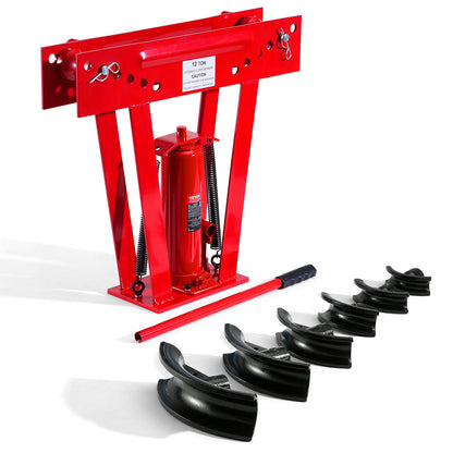 Hydraulic pipe bender, 12 ton manual pipe bending tool with 6 punches