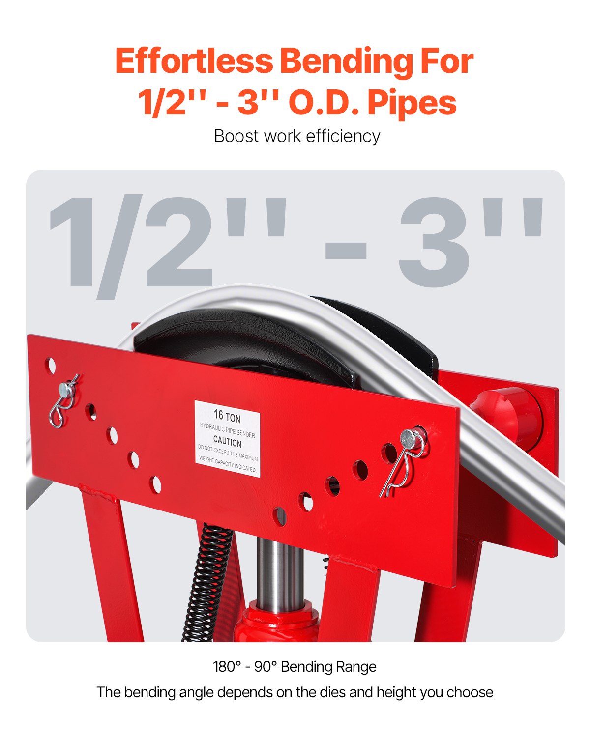 Hydraulic pipe bender, 16 ton manual pipe bending tool with 8 punches
