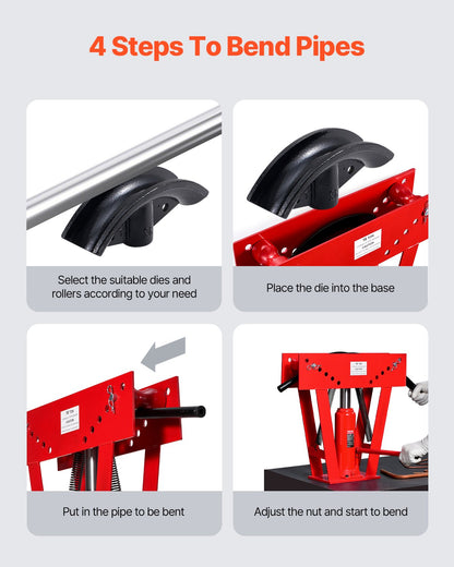 Hydraulic pipe bender, 16 ton manual pipe bending tool with 8 punches