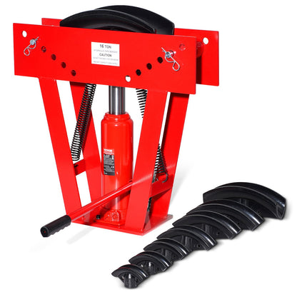 Hydraulic pipe bender, 16 ton manual pipe bending tool with 8 punches