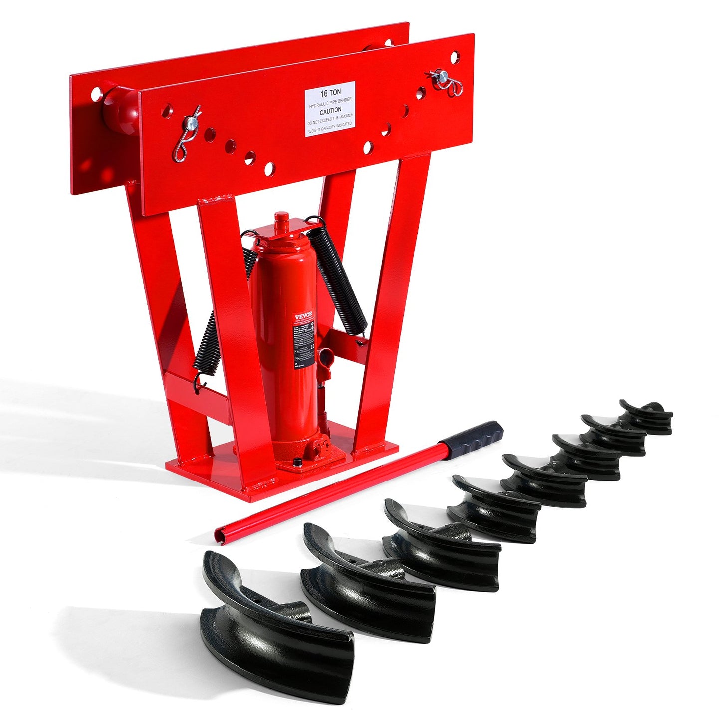Hydraulic pipe bender, 16 ton manual pipe bending tool with 8 punches