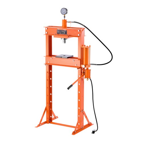 Hydraulic Shop Press, 20 T H-Frame Pneumatic Shop Press with Press Plate, Stable Garage Floor Adjustable Hydraulic Press with Triangular Support, Fit for Bending, Straightening & Stamping