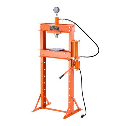 Hydraulic Shop Press, 20 T H-Frame Pneumatic Shop Press with Press Plate, Stable Garage Floor Adjustable Hydraulic Press with Triangular Support, Fit for Bending, Straightening & Stamping