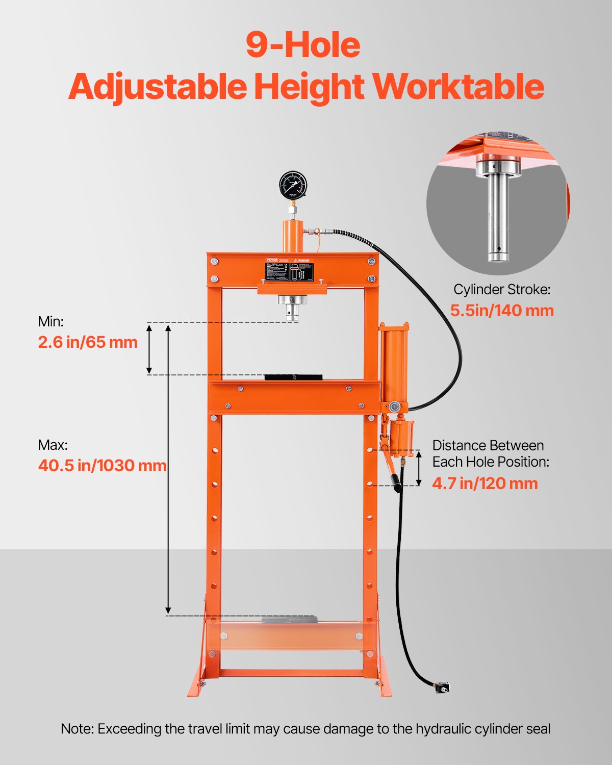 20 T Hydraulic Shop Press Hydraulic Press med pressplatta för bockning