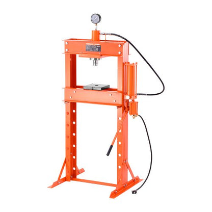 Hydraulic Shop Press, 30 T H-Frame Pneumatic Shop Press with Press Plate & Triangular Support, Stable Garage Floor Adjustable Hydraulic Press with Relief Valve, Fit for Bending & Straightening