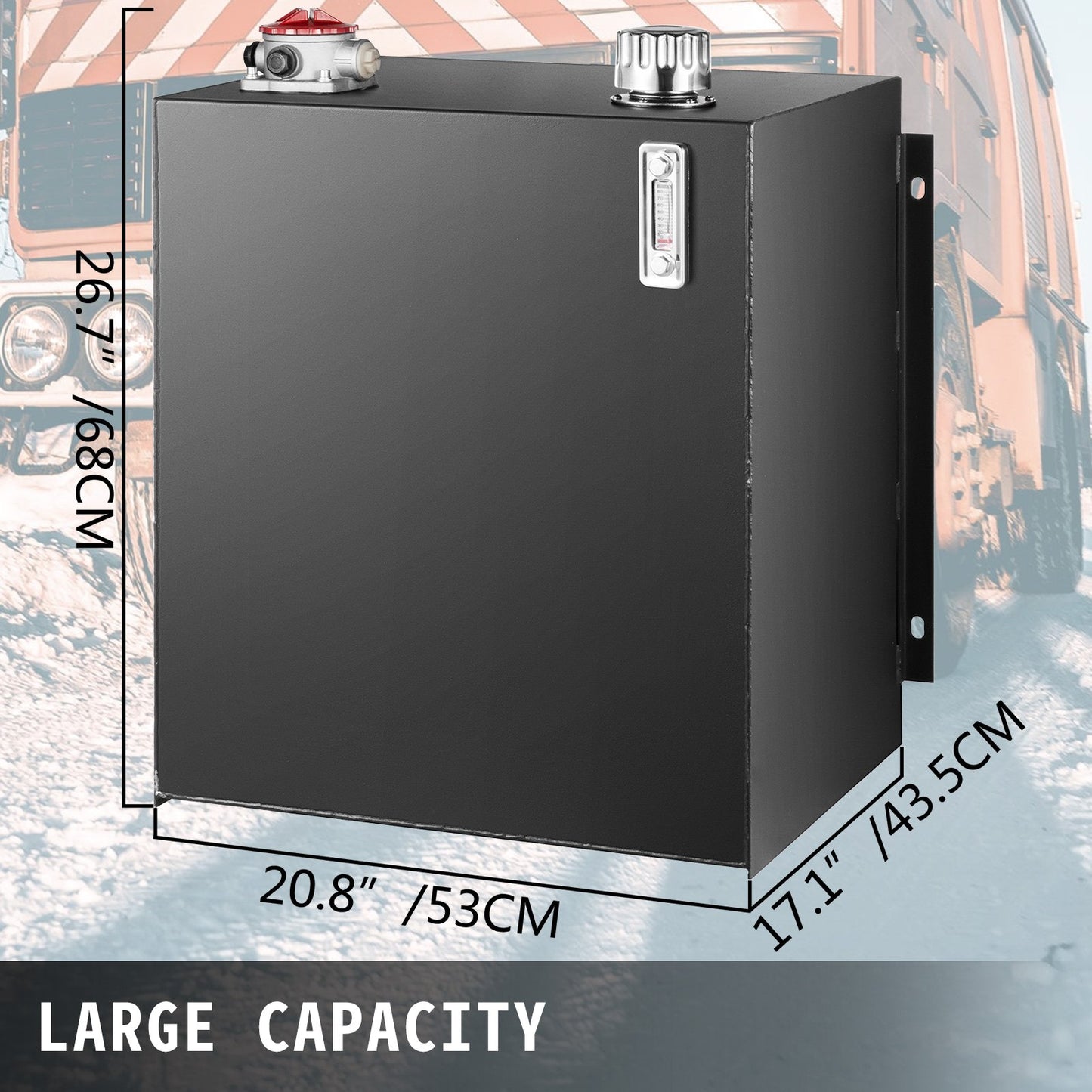 Hydraulic Oil Tanks 25Gal Fuel Tank Heavy Duty Hydraulic Steel Tank Reservoir, Gasoline Transfer Tanks, Hydraulic Reservoir with Strainer Temp Gauge Filter Breather Cap for Tractors & Trucks