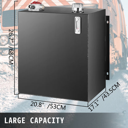 Hydraulic Oil Tanks 25Gal Fuel Tank Heavy Duty Hydraulic Steel Tank Reservoir, Gasoline Transfer Tanks, Hydraulic Reservoir with Strainer Temp Gauge Filter Breather Cap for Tractors & Trucks