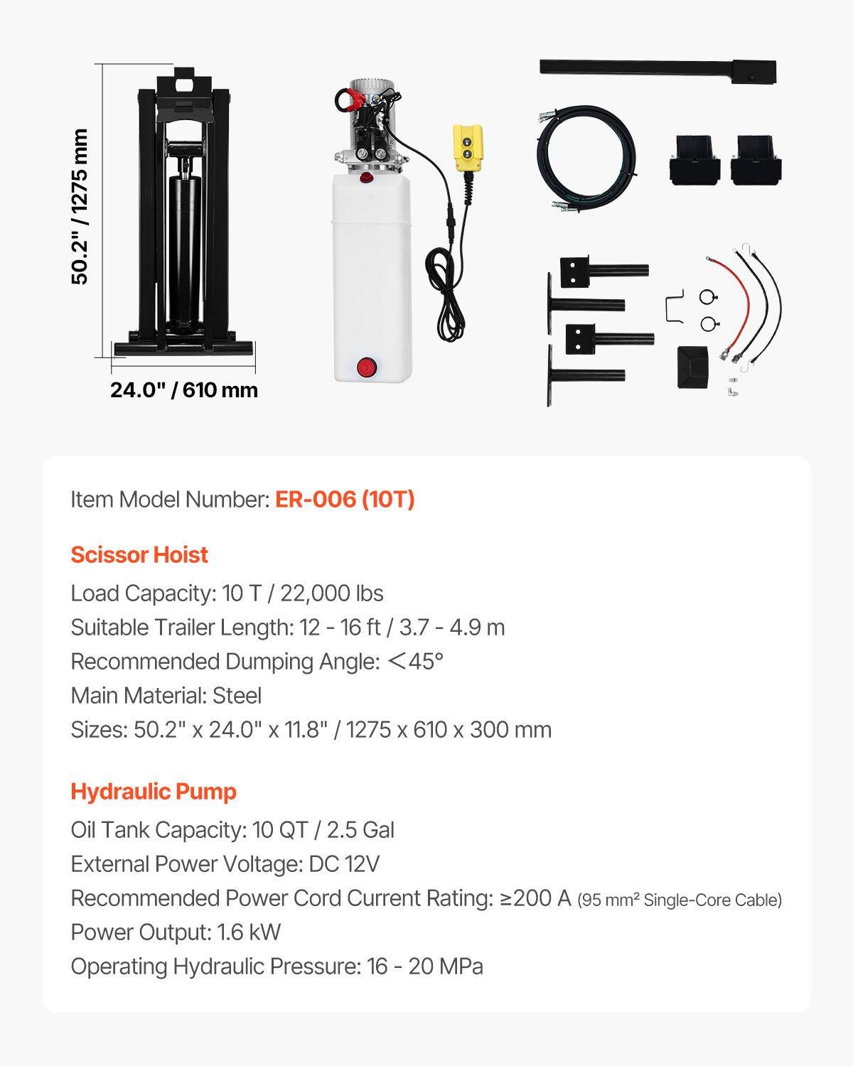 Hydraulisk saxlyftsats 10 T Hydraulisk dumplyftsats för tippvagnar