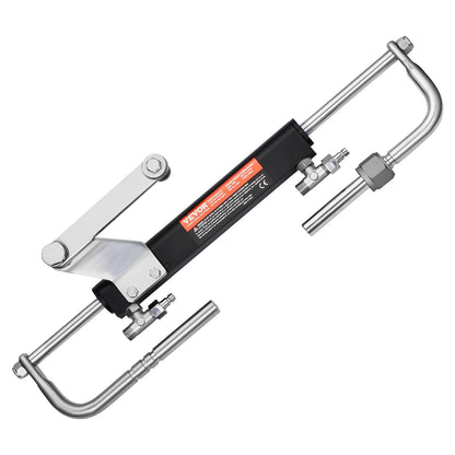 90HP Hydraulic Outboard Steering Kit, Marine Boat Hydraulic Steering System with 13.5-inch Steering Wheel, Helm Pump, Hydraulic Cylinder & 2PCS 26FT Hoses for Single Station Single-Engine Boats