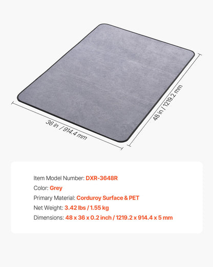 Chair Mat, 36 x 48-inch Office Chair Mat for Hard Floors, Floor Protector for Rolling Chairs, Corduroy Surface, Non-Slip & Easy to Clean, Smooth Glide Under Desk Rug for Home Office (Grey)