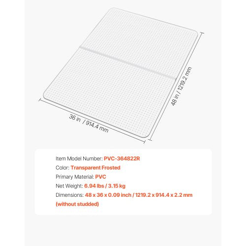 Stolsmatta 91 x 112 cm Kontorsstolsmatta för heltäckningsmattor Rektangulär |  EU