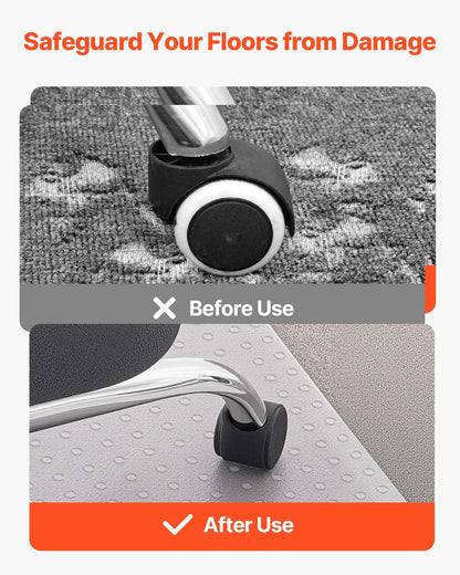 Chair Mat, 36 x 48-inch Office Chair Mat for Carpeted Floors, Plastic Floor Protector Rug with Studded, Non-Slip & Easy to Clean, Smooth Glide Under Desk Rug for Home Office (Rectangular)