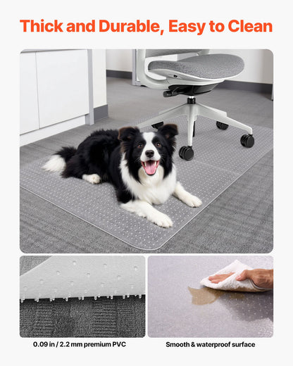 Chair Mat, 36 x 48-inch Office Chair Mat for Carpeted Floors, Plastic Floor Protector Rug with Studded, Non-Slip & Easy to Clean, Smooth Glide Under Desk Rug for Home Office (Rectangular)