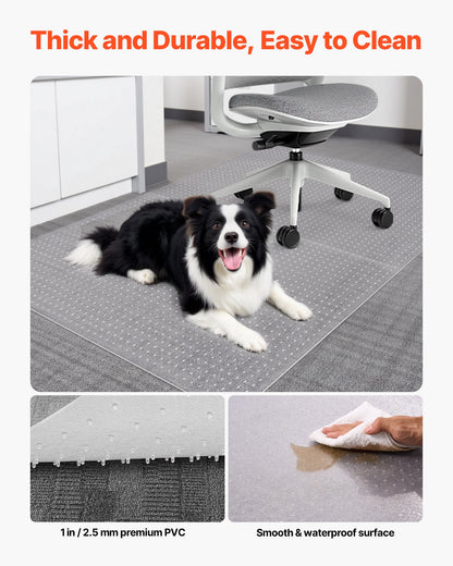 Chair Mat, 60 x 46-inch Office Chair Mat for Low Pile Carpeted Floors, Clear Floor Protector Rug with Studded, Non-Slip & Easy to Clean, Smooth Glide Under Desk Rug for Home Office (Rectangular)