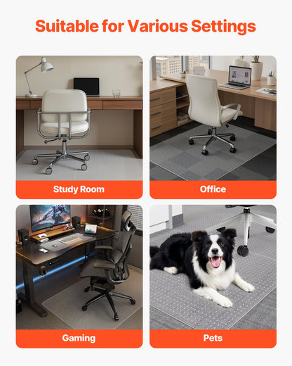 Chair Mat, 60 x 46-inch Office Chair Mat for Low Pile Carpeted Floors, Clear Floor Protector Rug with Studded, Non-Slip & Easy to Clean, Smooth Glide Under Desk Rug for Home Office (Rectangular)