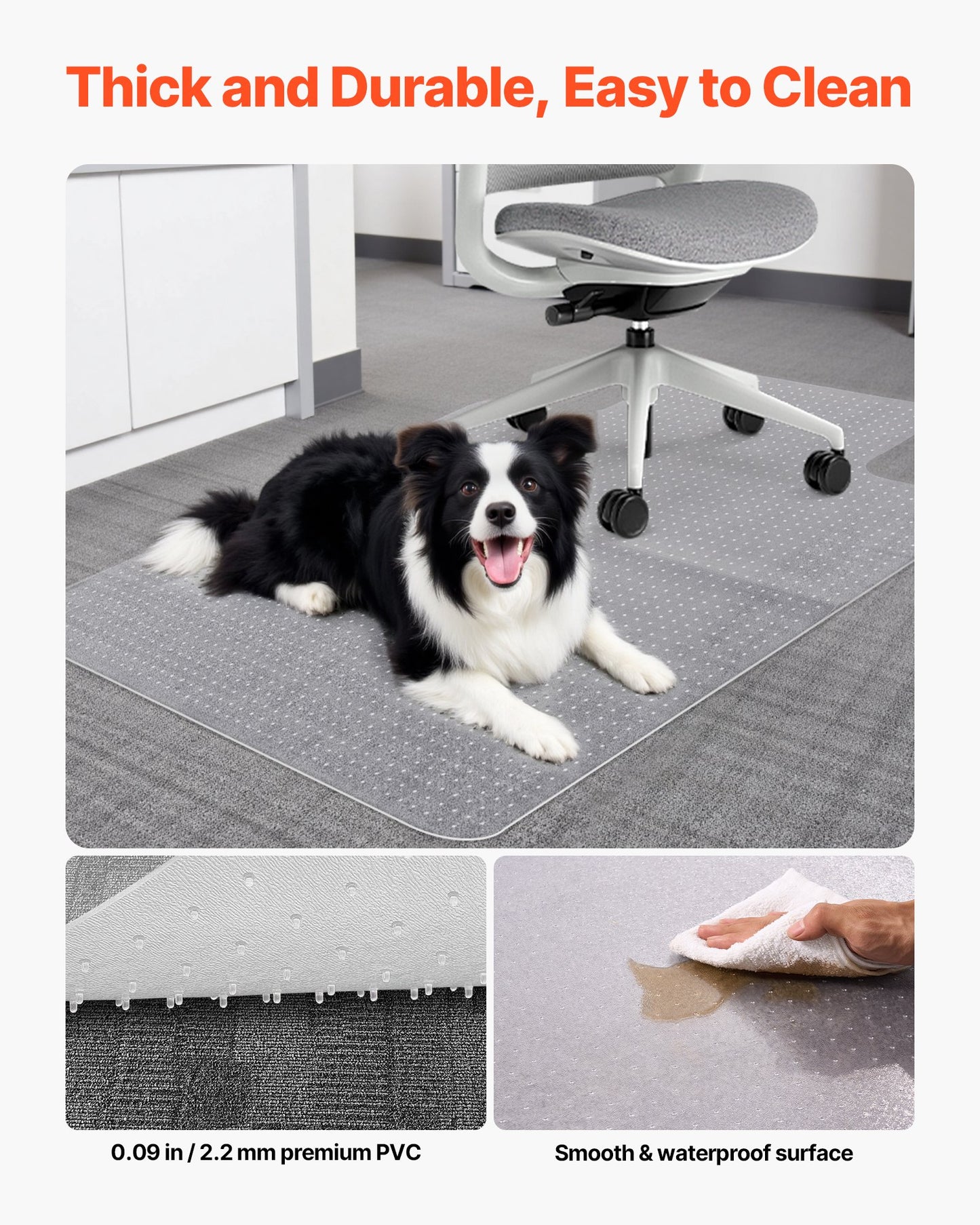 Chair Mat with Lip, 36 x 48-inch Office Chair Mat for Low Pile Carpeted Floors, Plastic Floor Protector Rug with Studded, Non-Slip & Easy to Clean, Smooth Glide Under Desk Rug for Home Office