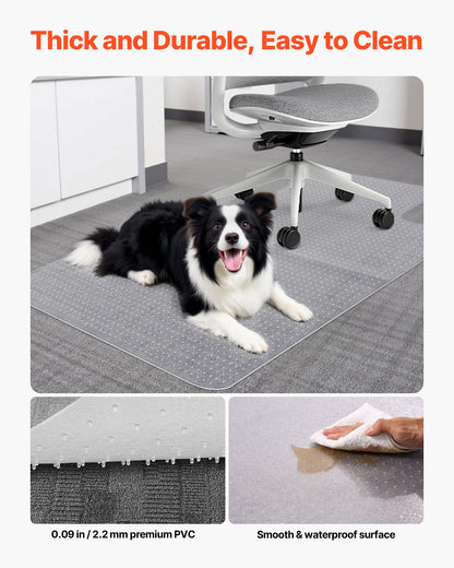 Chair Mat with Lip, 36 x 48-inch Office Chair Mat for Low Pile Carpeted Floors, Plastic Floor Protector Rug with Studded, Non-Slip & Easy to Clean, Smooth Glide Under Desk Rug for Home Office