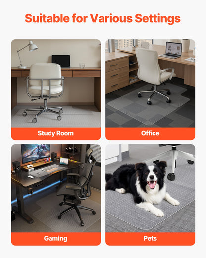 Chair Mat with Lip, 36 x 48-inch Office Chair Mat for Low Pile Carpeted Floors, Plastic Floor Protector Rug with Studded, Non-Slip & Easy to Clean, Smooth Glide Under Desk Rug for Home Office