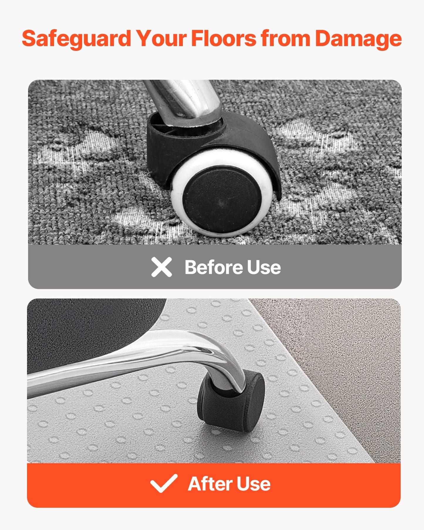 Chair Mat with Lip, 36 x 48-inch Office Chair Mat for Low Pile Carpeted Floors, Clear Floor Protector Rug with Studded, Non-Slip & Easy to Clean, Smooth Glide Under Desk Rug for Home Office