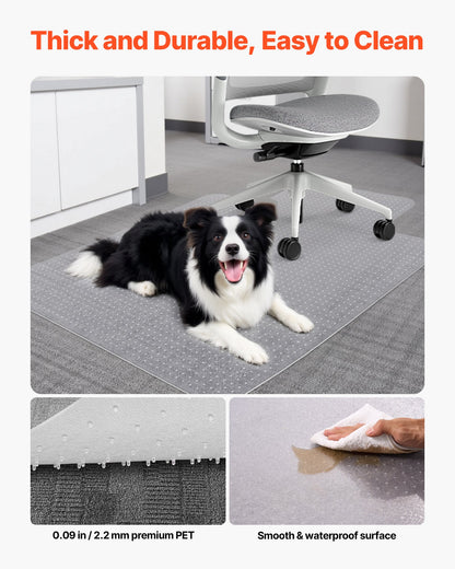 Chair Mat with Lip, 36 x 48-inch Office Chair Mat for Low Pile Carpeted Floors, Clear Floor Protector Rug with Studded, Non-Slip & Easy to Clean, Smooth Glide Under Desk Rug for Home Office