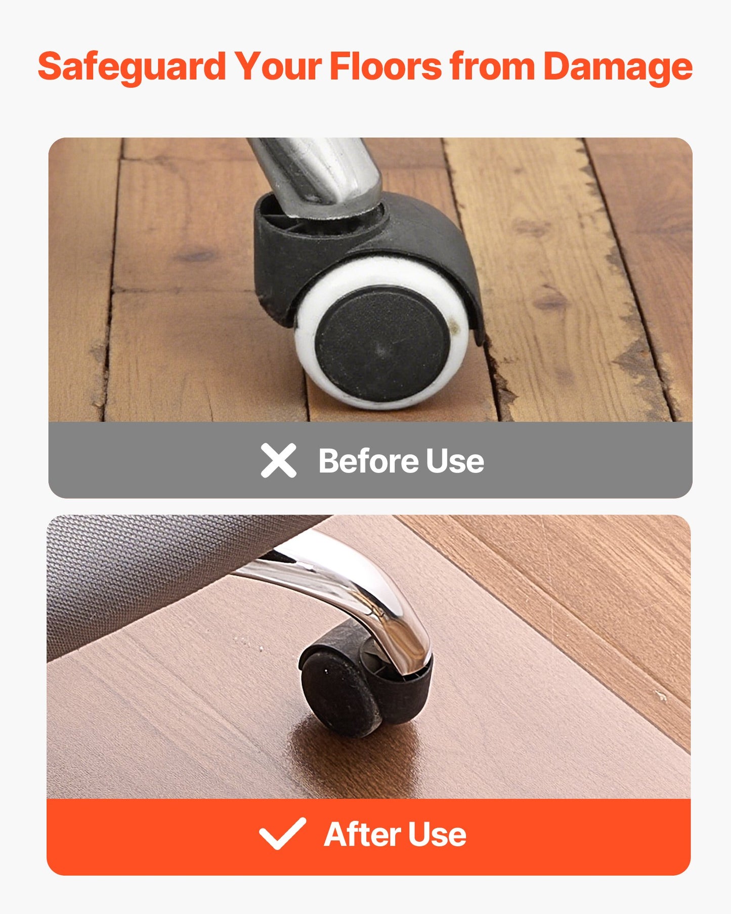 Chair Mat, 30 x 48-inch Transparent Office Chair Mat for Hard Floors, Floor Protector for Rolling Chairs, Non-Slip & Easy to Clean, Smooth Glide Under Desk Rug for Home Office (Rectangular)