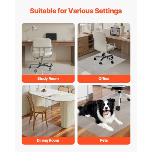 Stolsmatta 91 x 112 cm Transparent kontorsmatta för hårda golv |  EU