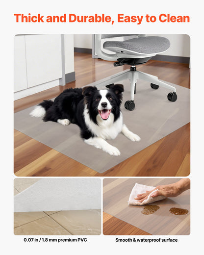 Chair Mat, 36 x 48-inch Transparent Office Chair Mat for Hard Floors, Floor Protector for Rolling Chairs, Non-Slip & Easy to Clean, Smooth Glide Under Desk Rug for Home Office (Rectangular)