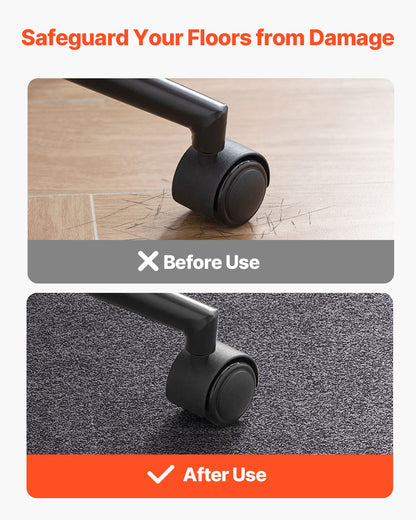 Chair Mat, 55 x 35-inch Office Chair Mat for Hard Floors, Floor Protector for Rolling Chairs, Polyester Surface, Non-Slip & Easy to Clean, Smooth Glide Under Desk Rug for Home Office (Dark Grey)